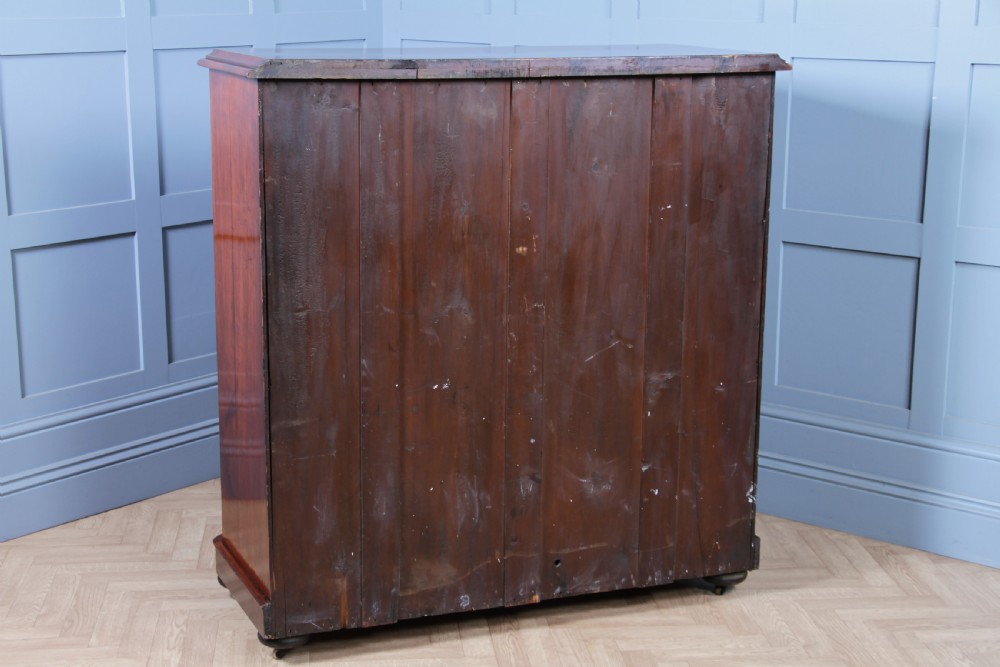 Original Antique Victorian Large Flame Grain Mahogany Chest of 6 Deep Drawers View XVIII