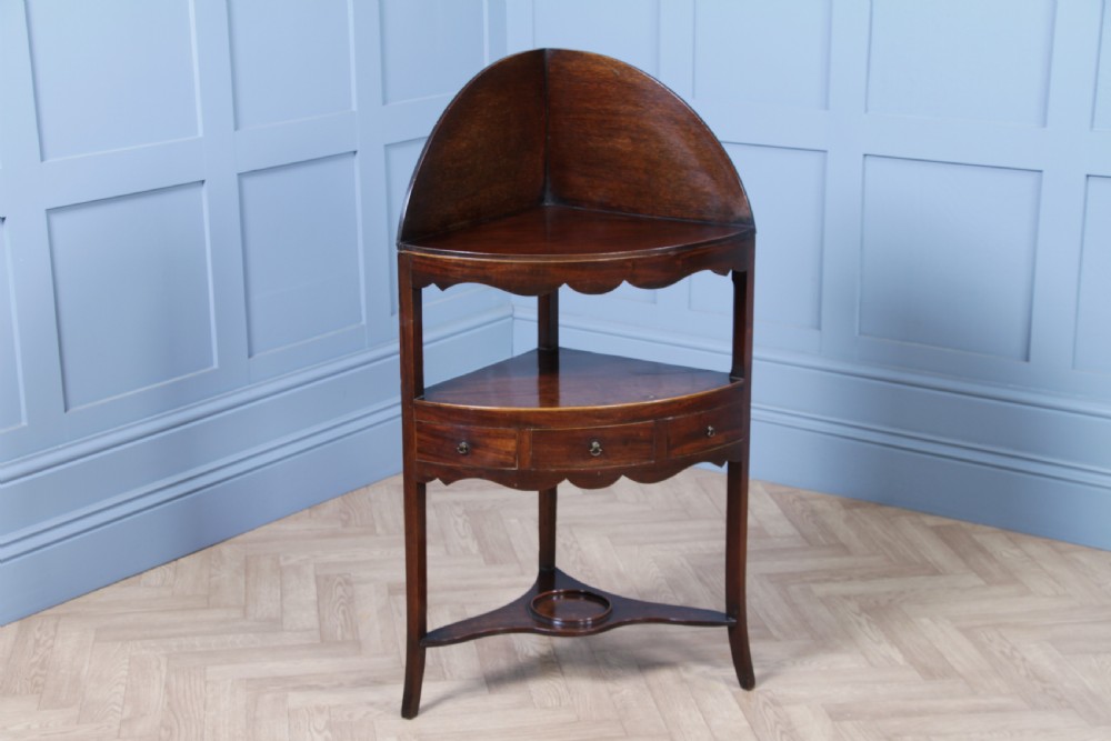 Antique Georgian Mahogany Inlaid Corner Occasional Table View III