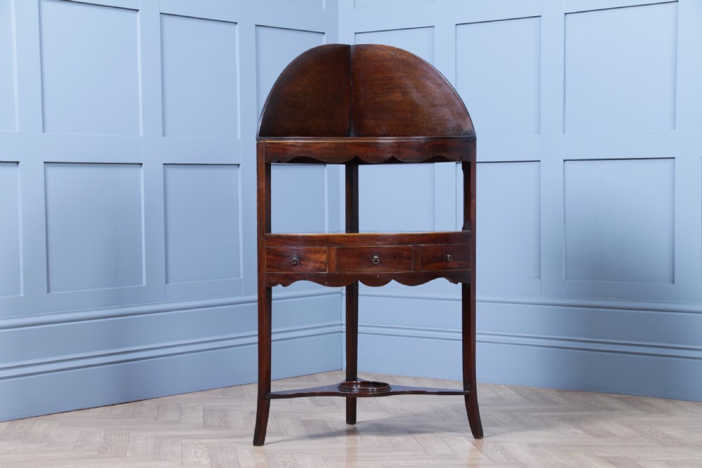 Antique Georgian Mahogany Inlaid Corner Occasional Table View IV