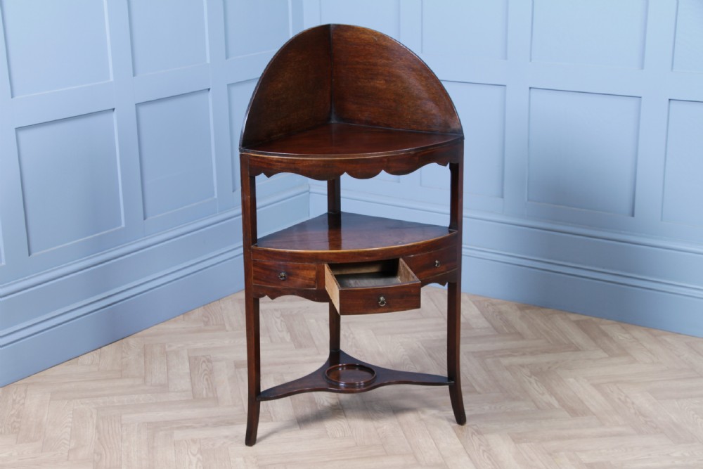 Antique Georgian Mahogany Inlaid Corner Occasional Table View V
