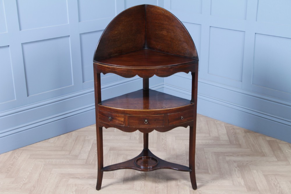 Antique Georgian Mahogany Inlaid Corner Occasional Table View VI