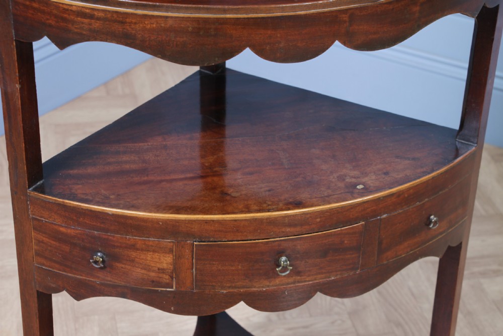 Antique Georgian Mahogany Inlaid Corner Occasional Table View VII