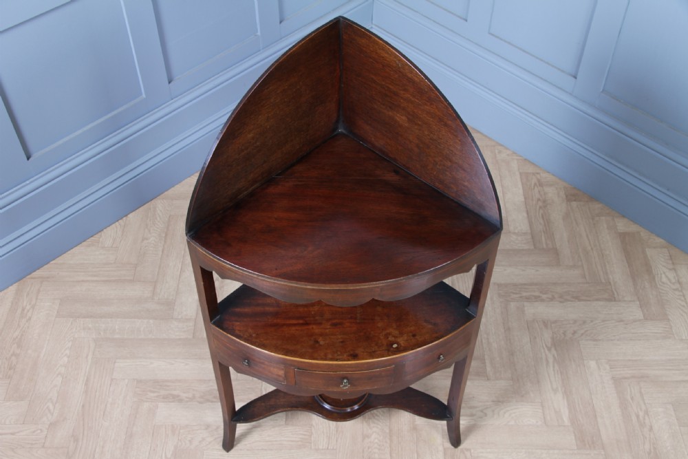 Antique Georgian Mahogany Inlaid Corner Occasional Table View IX