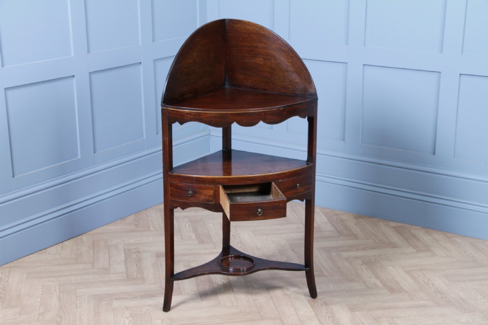 Antique Georgian Mahogany Inlaid Corner Occasional Table View X