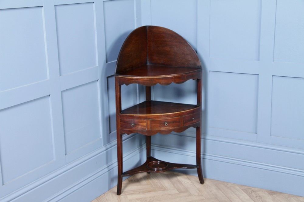 Antique Georgian Mahogany Inlaid Corner Occasional Table View XI