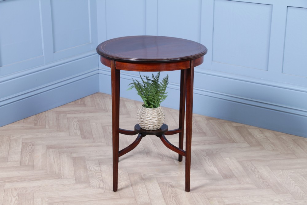 Original Antique Solid Mahogany Round Inlaid Wine Occasional Table