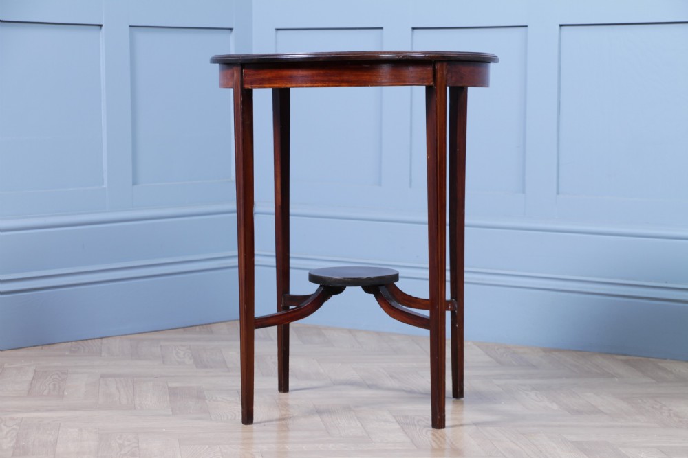 Original Antique Solid Mahogany Round Inlaid Wine Occasional Table View VI