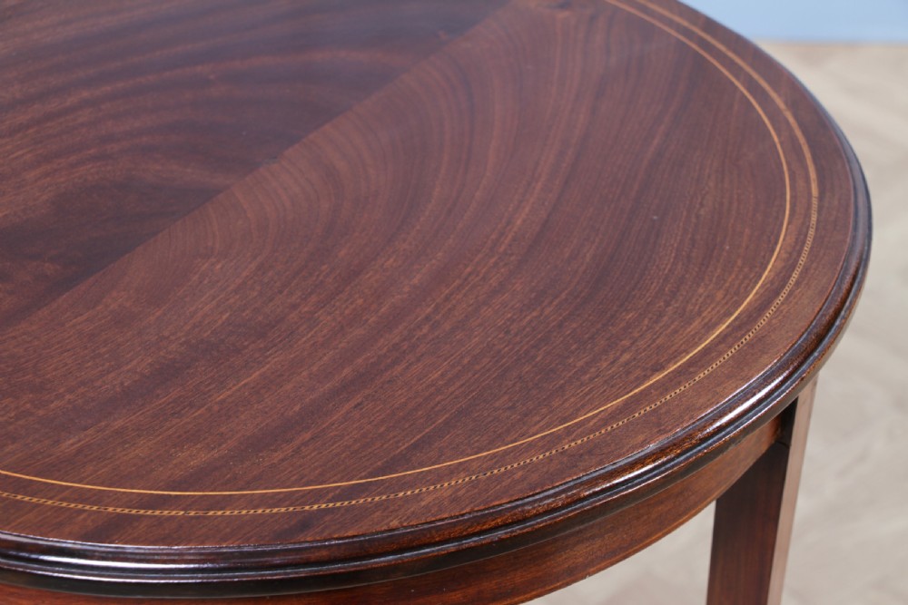Original Antique Solid Mahogany Round Inlaid Wine Occasional Table View IX