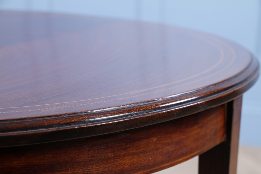 Original Antique Solid Mahogany Round Inlaid Wine Occasional Table View XII