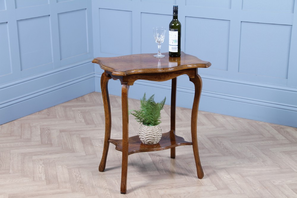 Original Antique Solid Light Oak Plant Lamp Side Table Occasional C1910
 View II