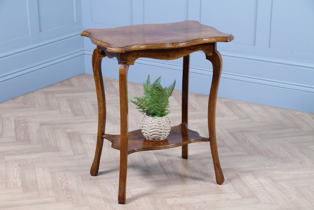 Original Antique Solid Light Oak Plant Lamp Side Table Occasional C1910
 View III