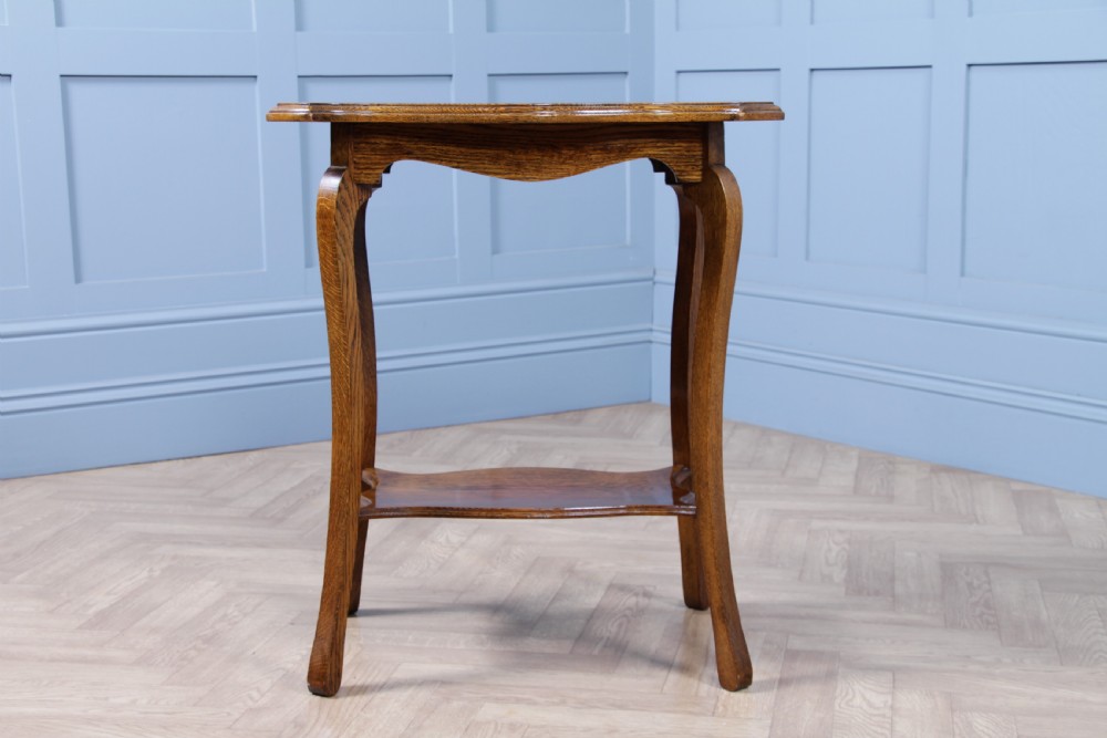 Original Antique Solid Light Oak Plant Lamp Side Table Occasional C1910
 View VI
