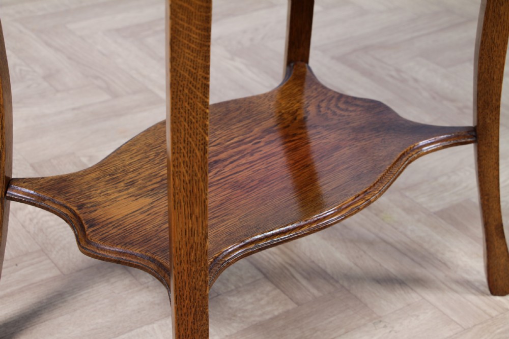 Original Antique Solid Light Oak Plant Lamp Side Table Occasional C1910
 View VII