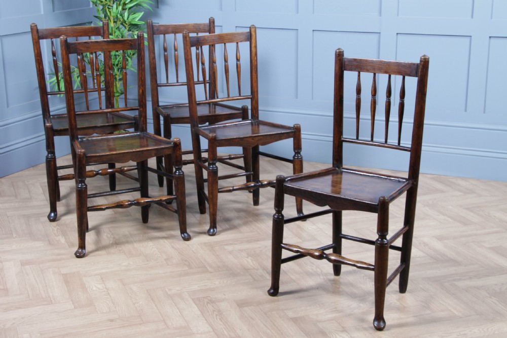 Antique Georgian Country Fiddle back Oak Flip Top Dining Table and 5 Matching Chairs 1798 View XV