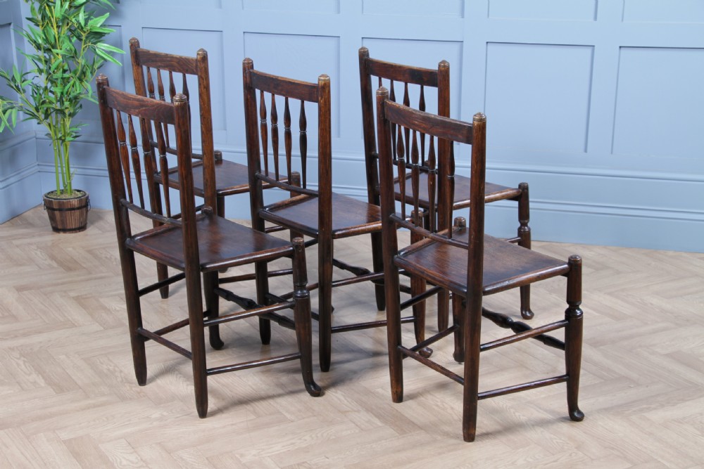 Antique Georgian Country Fiddle back Oak Flip Top Dining Table and 5 Matching Chairs 1798 View XVIII