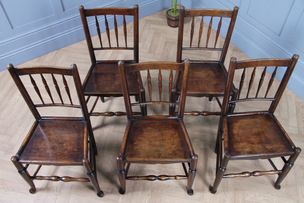 Antique Georgian Country Fiddle back Oak Flip Top Dining Table and 5 Matching Chairs 1798 View XXI
