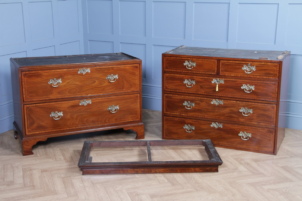 Antique George III Georgian Inlaid Mahogany Secretaire Chest on Chest Restored C1800 View X