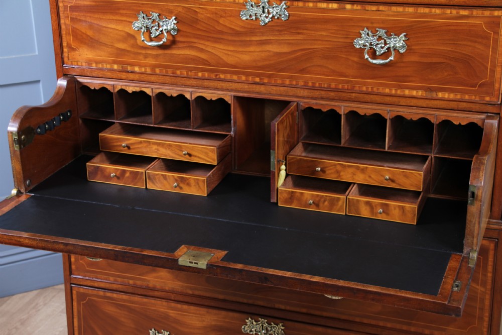 Antique George III Georgian Inlaid Mahogany Secretaire Chest on Chest Restored C1800 View XI