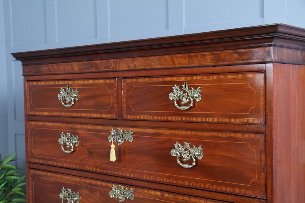Antique George III Georgian Inlaid Mahogany Secretaire Chest on Chest Restored C1800 View XII