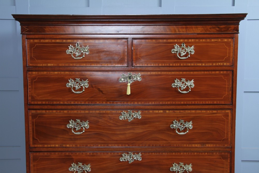 Antique George III Georgian Inlaid Mahogany Secretaire Chest on Chest Restored C1800 View XIII