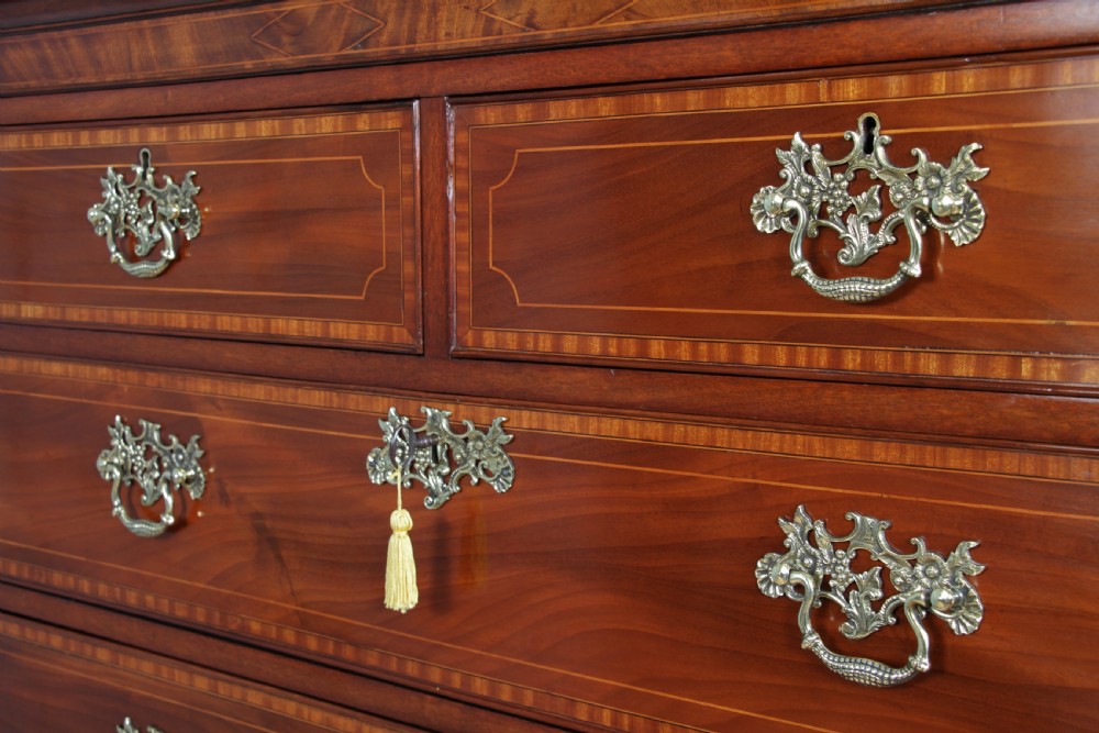 Antique George III Georgian Inlaid Mahogany Secretaire Chest on Chest Restored C1800 View XIV