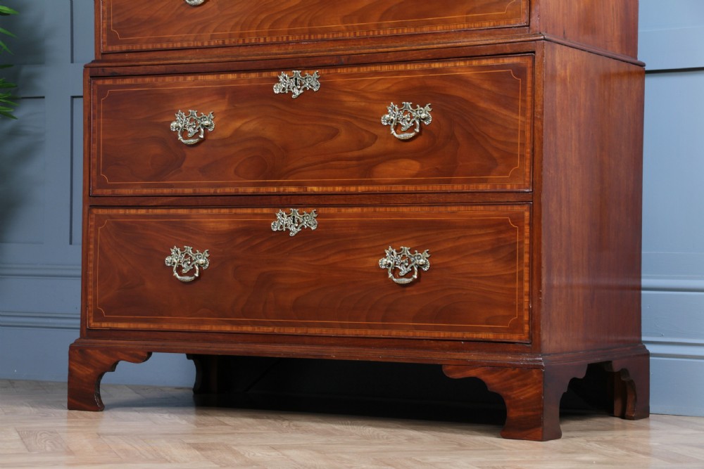 Antique George III Georgian Inlaid Mahogany Secretaire Chest on Chest Restored C1800 View XV