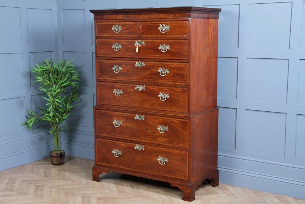 Antique George III Georgian Inlaid Mahogany Secretaire Chest on Chest Restored C1800 View XVI