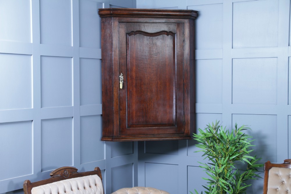 Antique Georgian Oak Large Corner Wall Hanging Drinks Cupboard C1830
 View III