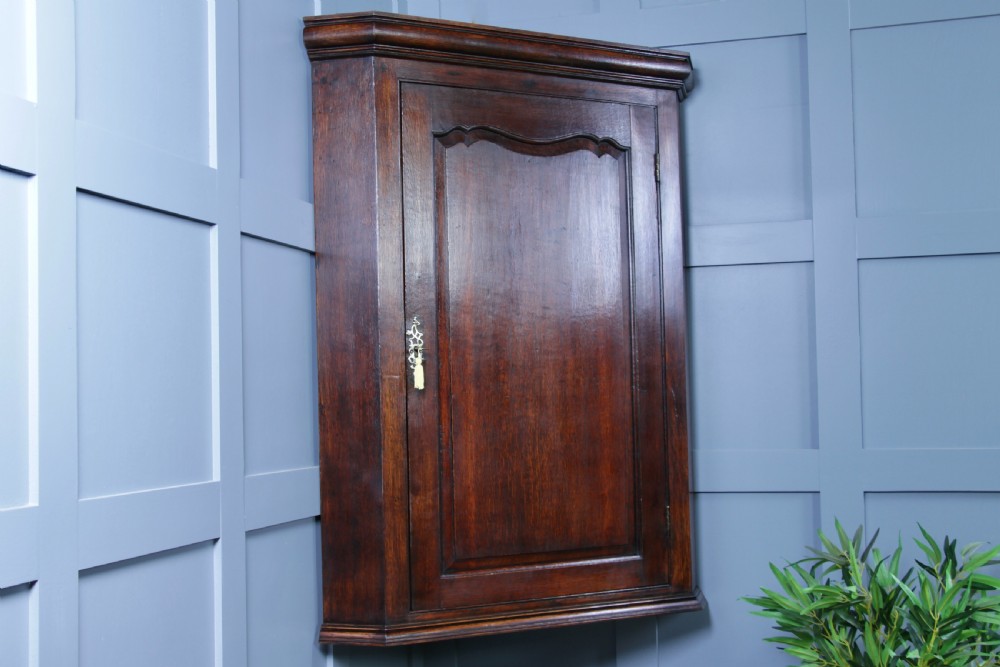 Antique Georgian Oak Large Corner Wall Hanging Drinks Cupboard C1830
 View IV