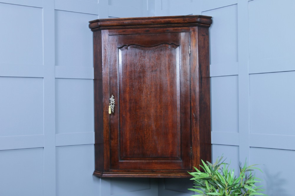 Antique Georgian Oak Large Corner Wall Hanging Drinks Cupboard C1830
 View V