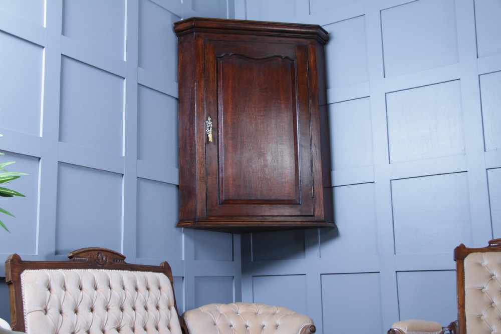 Antique Georgian Oak Large Corner Wall Hanging Drinks Cupboard C1830
 View XII