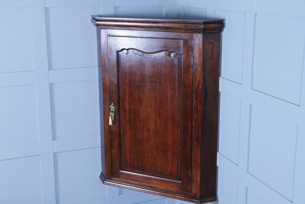 Antique Georgian Oak Large Corner Wall Hanging Drinks Cupboard C1830
 View XIV