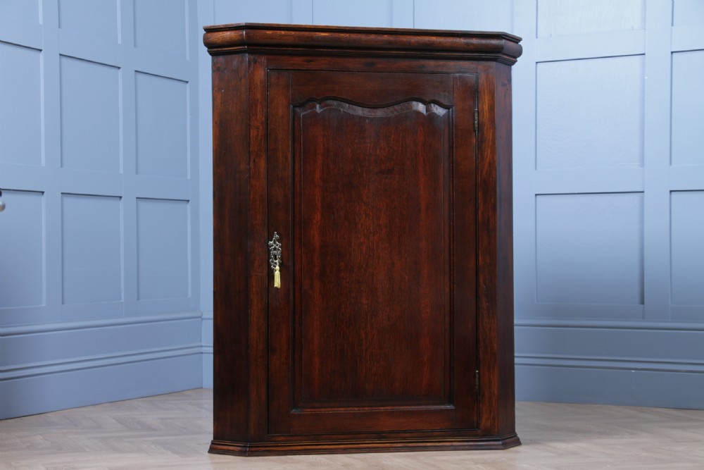 Antique Georgian Oak Large Corner Wall Hanging Drinks Cupboard C1830
 View XIX