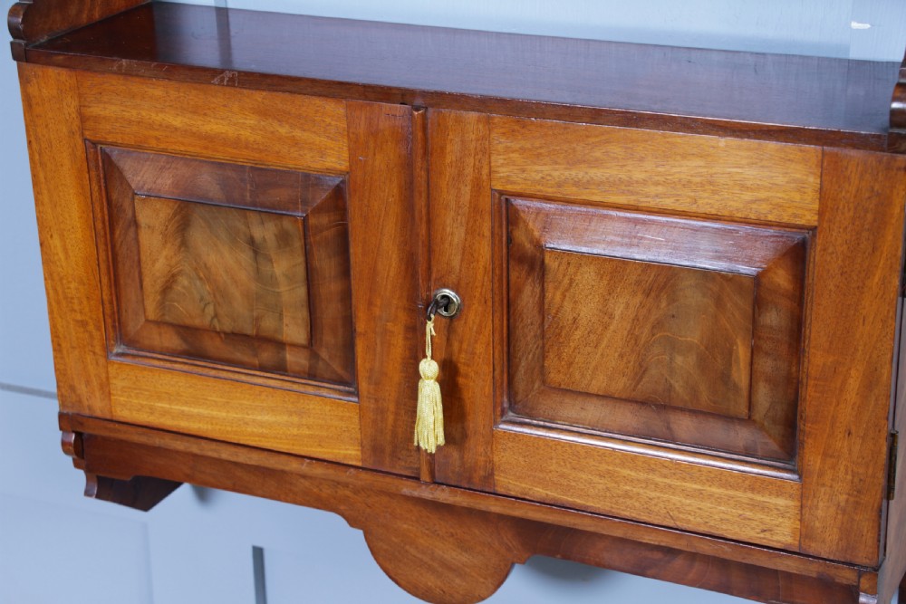 Small Antique Arts & Crafts Edwardian Mahogany Open Shelf 2 Door Wall Hanging Cupboard C1910 View X