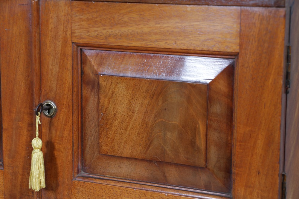 Small Antique Arts & Crafts Edwardian Mahogany Open Shelf 2 Door Wall Hanging Cupboard C1910 View XI