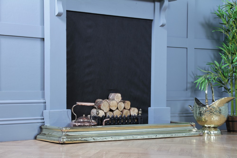 Antique Original Victorian Polished Brass Moulded Fire Place Hearth Fender C1870 View IV
