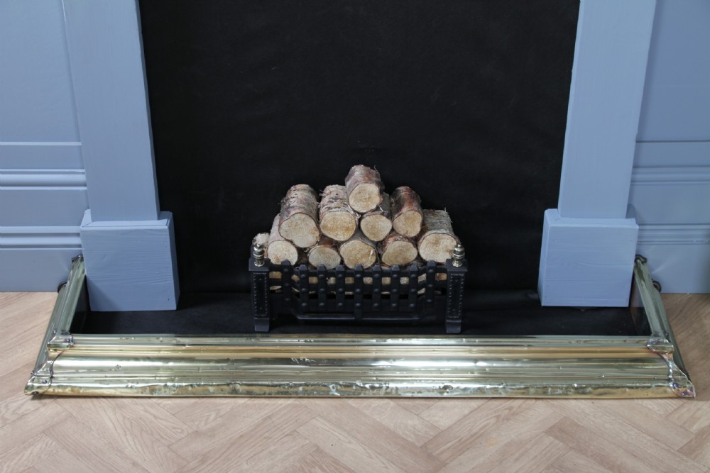 Antique Original Victorian Polished Brass Moulded Fire Place Hearth Fender C1870 View V