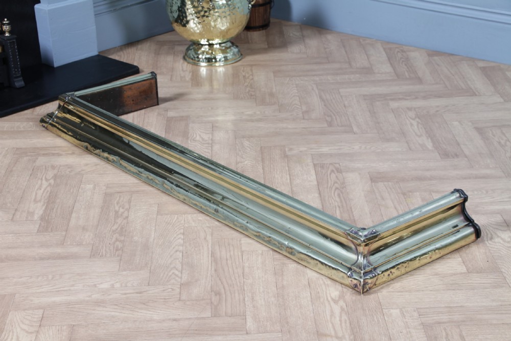 Antique Original Victorian Polished Brass Moulded Fire Place Hearth Fender C1870 View X