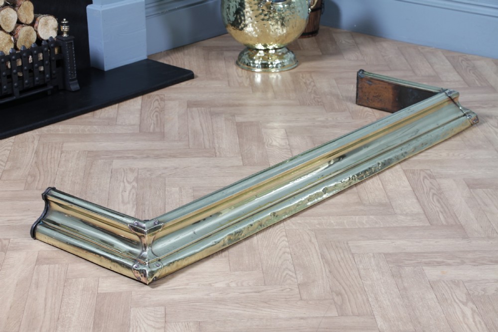 Antique Original Victorian Polished Brass Moulded Fire Place Hearth Fender C1870 View XI