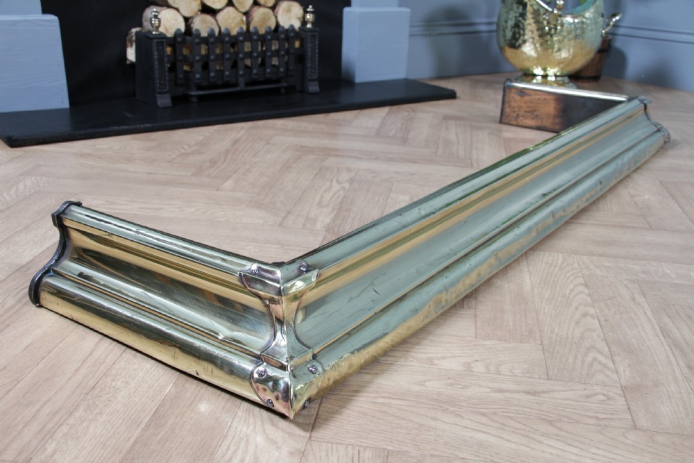 Antique Original Victorian Polished Brass Moulded Fire Place Hearth Fender C1870 View XIII