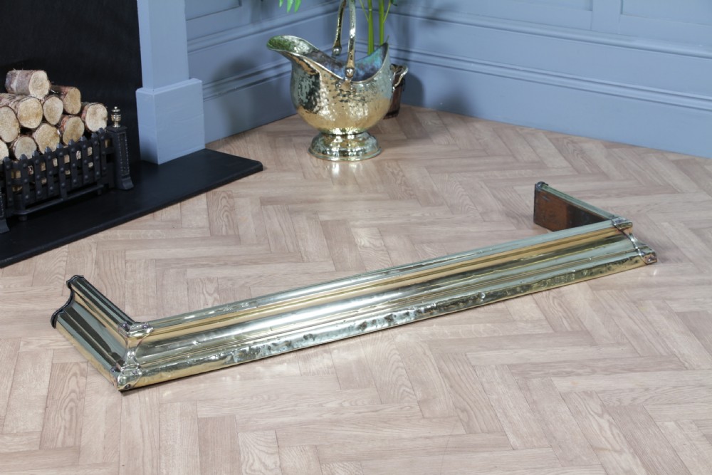 Antique Original Victorian Polished Brass Moulded Fire Place Hearth Fender C1870 View XVII