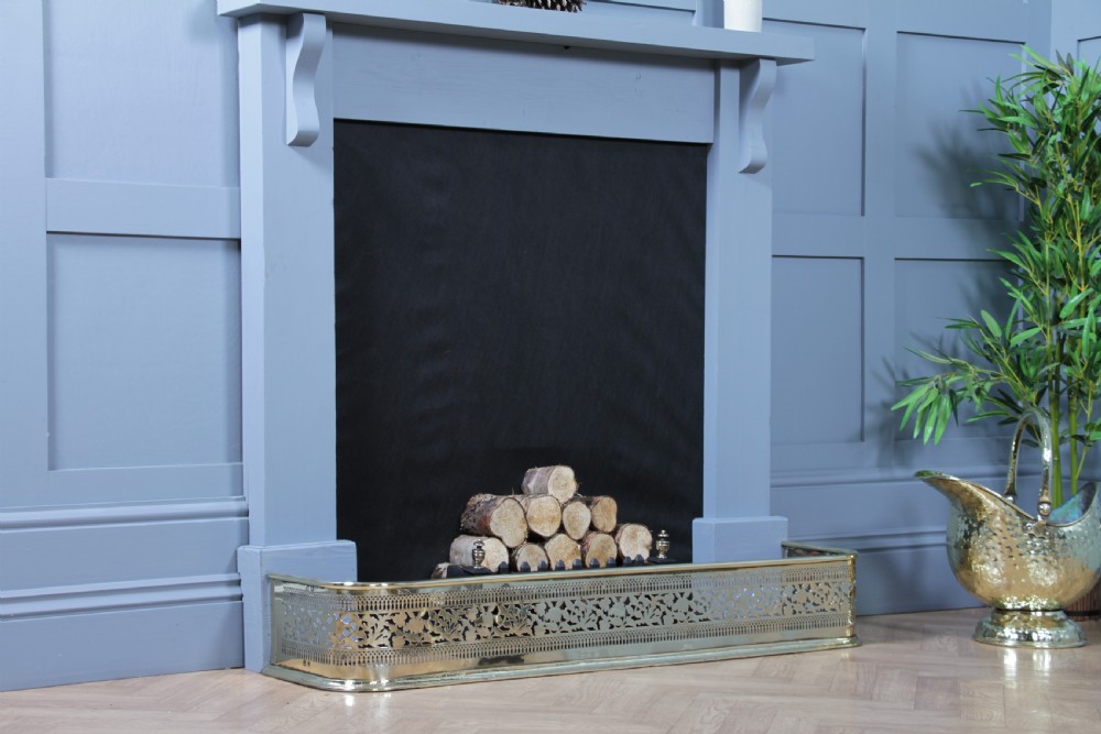 Antique Original Victorian Polished Brass Pierced Fretwork Fire Place Fender C1880 View IV