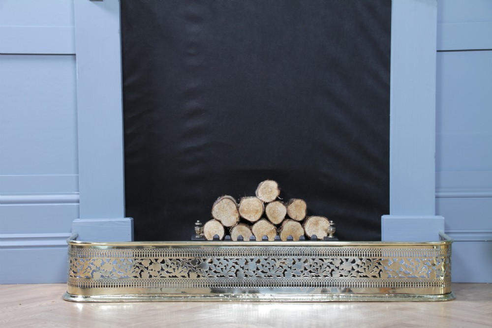Antique Original Victorian Polished Brass Pierced Fretwork Fire Place Fender C1880 View V