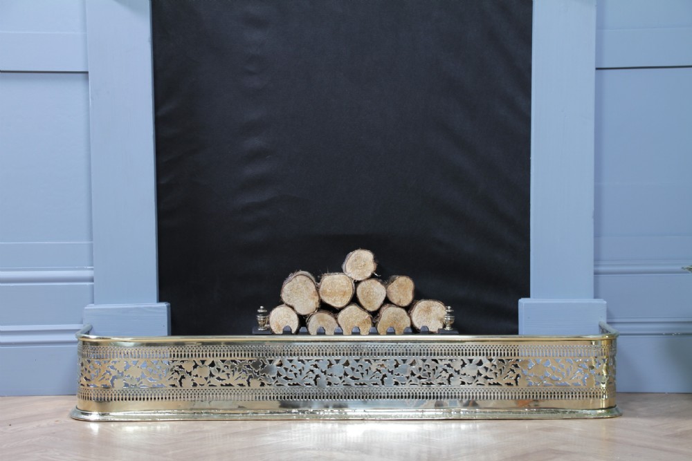 Antique Original Victorian Polished Brass Pierced Fretwork Fire Place Fender C1880 View VI