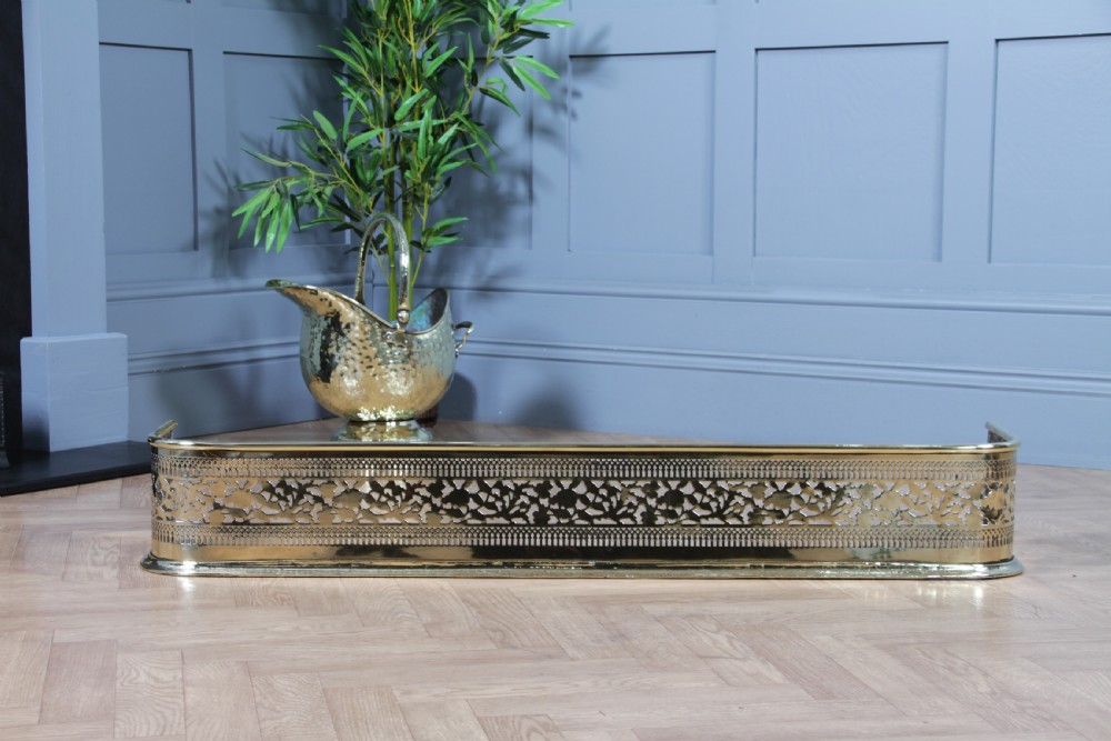 Antique Original Victorian Polished Brass Pierced Fretwork Fire Place Fender C1880 View VII