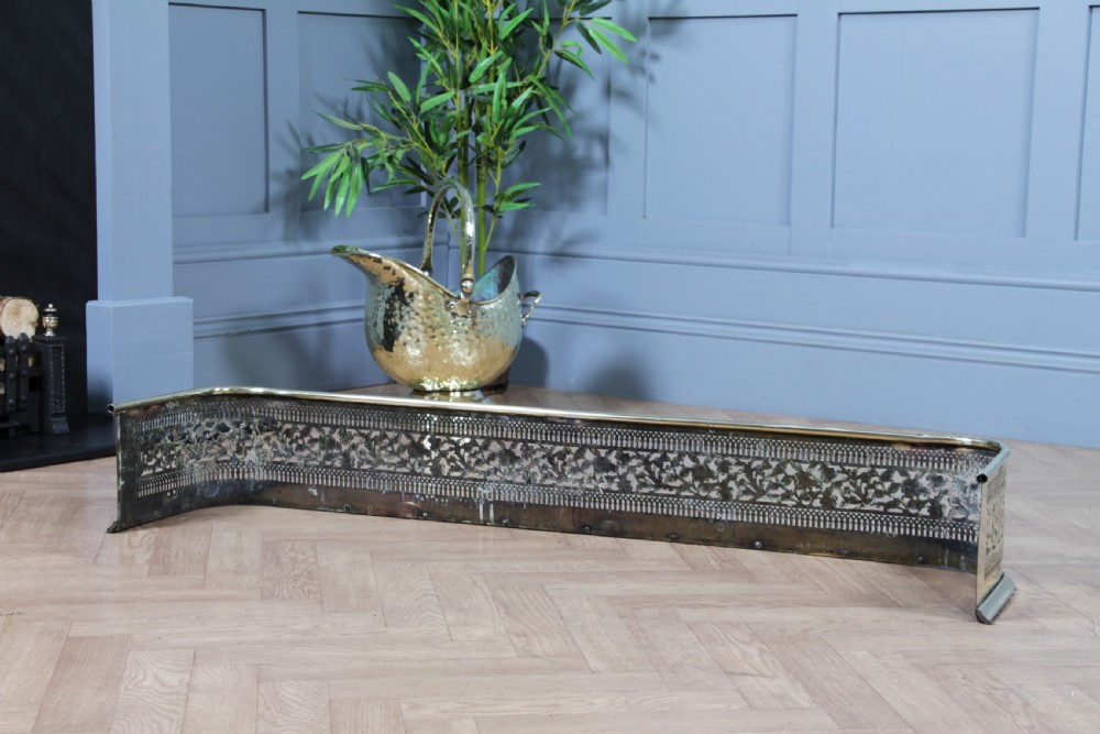 Antique Original Victorian Polished Brass Pierced Fretwork Fire Place Fender C1880 View VIII