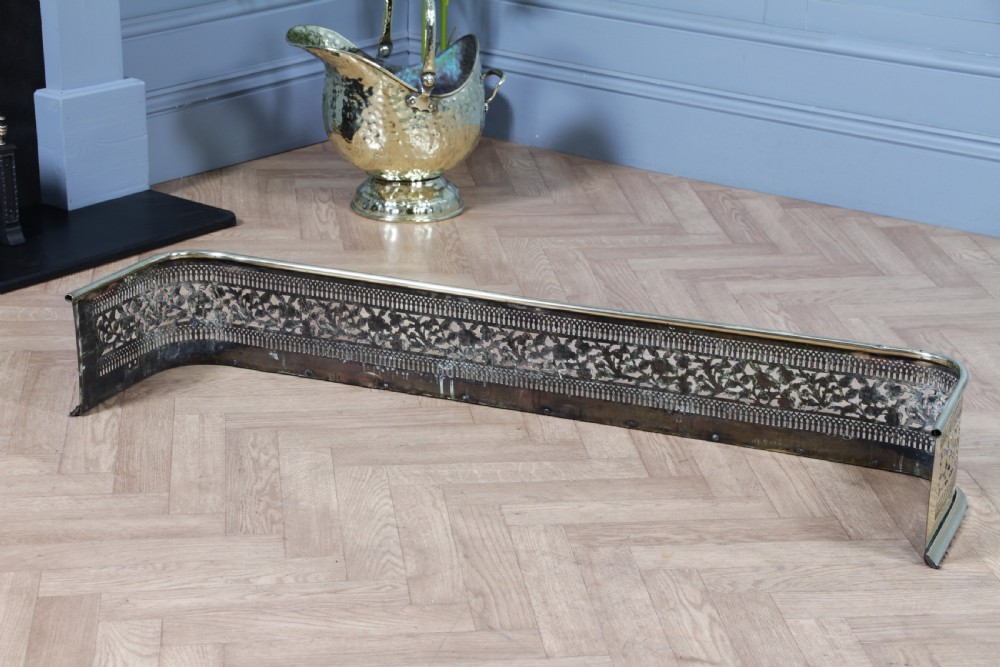 Antique Original Victorian Polished Brass Pierced Fretwork Fire Place Fender C1880 View IX