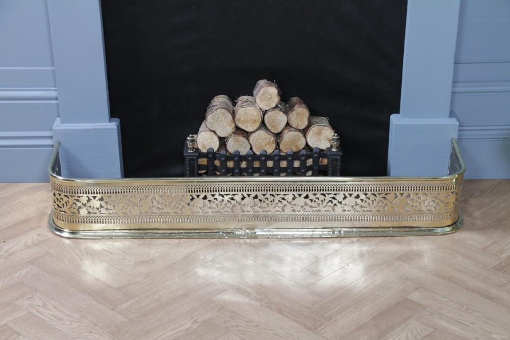 Antique Original Victorian Polished Brass Pierced Fretwork Fire Place Fender C1880 View XI
