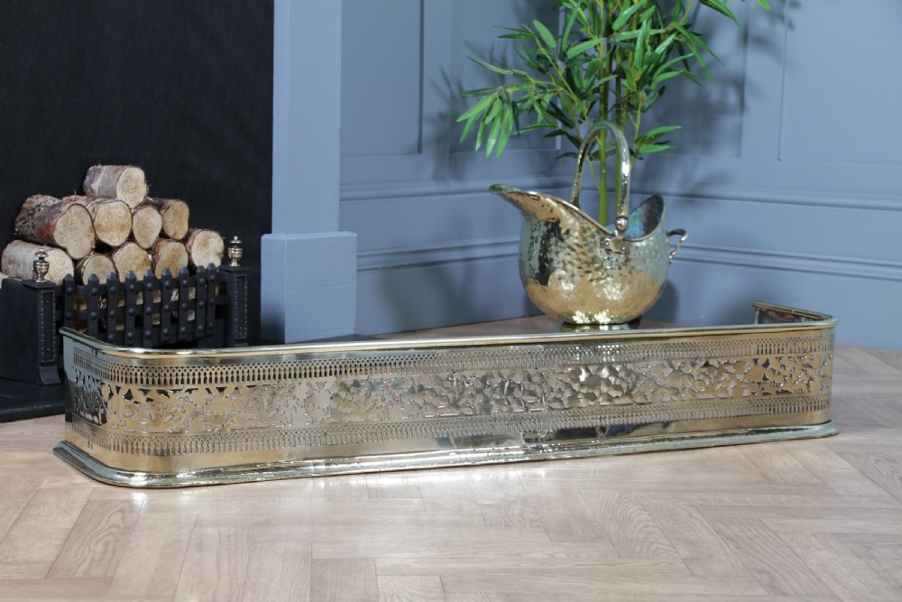 Antique Original Victorian Polished Brass Pierced Fretwork Fire Place Fender C1880 View XII