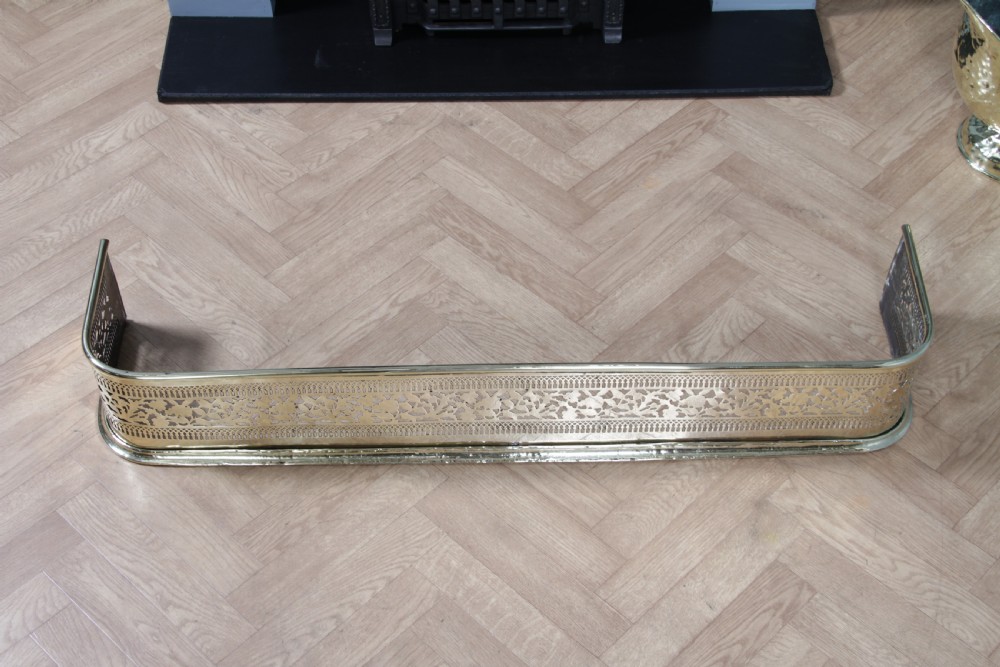 Antique Original Victorian Polished Brass Pierced Fretwork Fire Place Fender C1880 View XIII